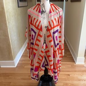 Anthropologie Michael Stars Shawl Scarf Wrap Sarong Orange Purple Geometrics